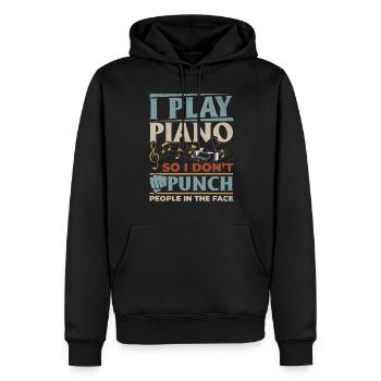 I Play Piano So I Don't Punch People In The Face P - Männer Premium Bio Hoodie - Schwarz - Vorne - Nico (187cm)