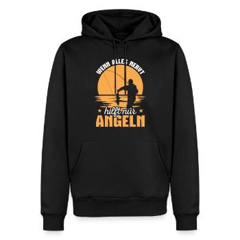 Angelsport Angelrute Fischen Angler Geschenkidee - Männer Premium Bio Hoodie - Schwarz - Vorne - Nico (187cm)