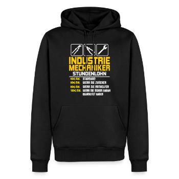 Industrial mechanic funny saying hourly wage - Men’s Premium Organic Hoodie - black - Front - Nico (187cm)