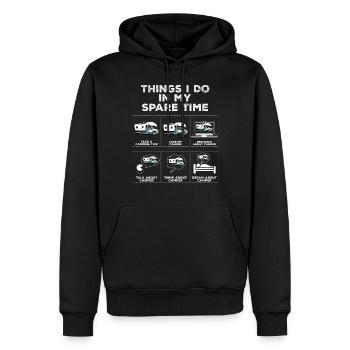 Choses dans mon temps libre Camping camping-car - Sweat à capuche Premium bio Homme - noir - Devant - Nico (187cm)