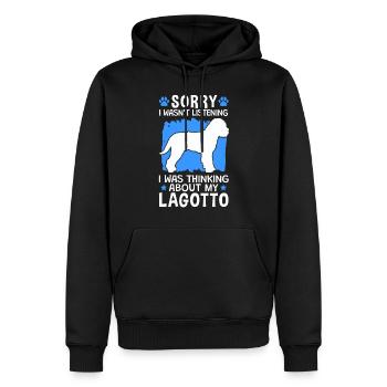Thought of Lagotto Romagnolo Truffle dog - Men’s Premium Organic Hoodie - black - Front - Nico (187cm)