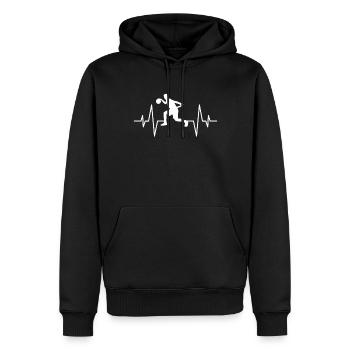 Basketball Herzschlag - Männer Premium Bio Hoodie - Schwarz - Vorne - Nico (187cm)