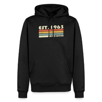 60th birthday born 1963 Estimated 1963 - Men’s Premium Organic Hoodie - black - Front - Nico (187cm)