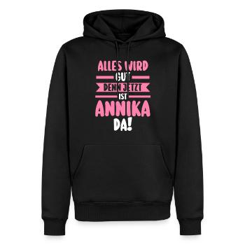 Annika - Männer Premium Bio Hoodie - Schwarz - Vorne - Nico (187cm)