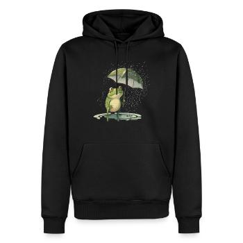 Frosch mit Regenschirm Frösche Kröte Amphibie - Männer Premium Bio Hoodie - Schwarz - Vorne - Nico (187cm)