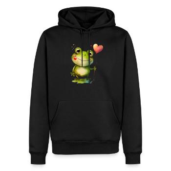 Frosch Frösche Kröte Liebe Valentienstag - Männer Premium Bio Hoodie - Schwarz - Vorne - Nico (187cm)