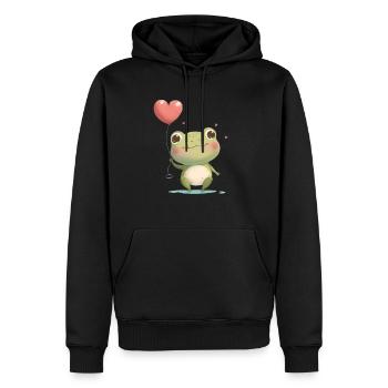 Frosch Frösche Kröte Liebe Valentienstag - Männer Premium Bio Hoodie - Schwarz - Vorne - Nico (187cm)