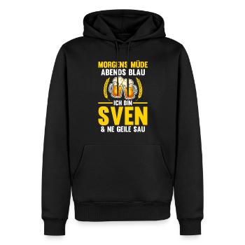 Sven - Männer Premium Bio Hoodie - Schwarz - Vorne - Nico (187cm)
