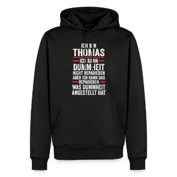 Thomas - Männer Premium Bio Hoodie - Schwarz - Vorne - Nico (187cm)