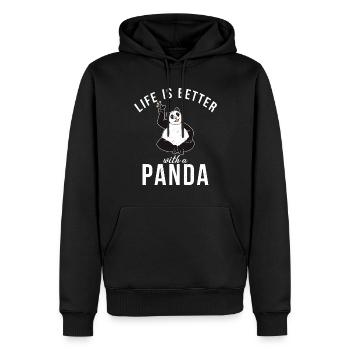 Panda Geschenke Panda Liebhaber - Männer Premium Bio Hoodie - Schwarz - Vorne - Nico (187cm)