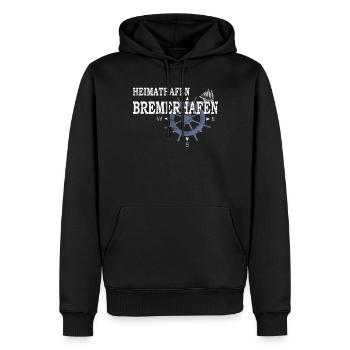 Heimathafen Bremehafen - Hafenarbeiter - Männer Premium Bio Hoodie - Schwarz - Vorne - Nico (187cm)