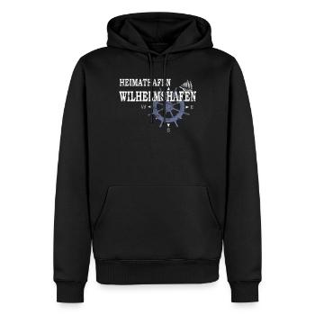 Heimathafen Wilhelmshafen Hafenarbeiter - Männer Premium Bio Hoodie - Schwarz - Vorne - Nico (187cm)