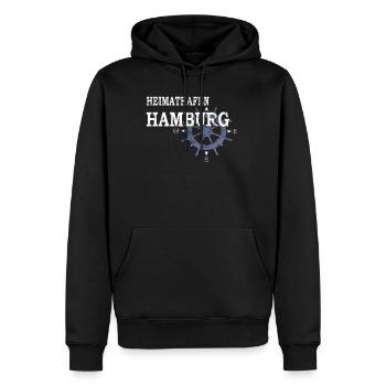 Heimathafen Hamburg - Hafenarbeiter - Männer Premium Bio Hoodie - Schwarz - Vorne - Nico (187cm)