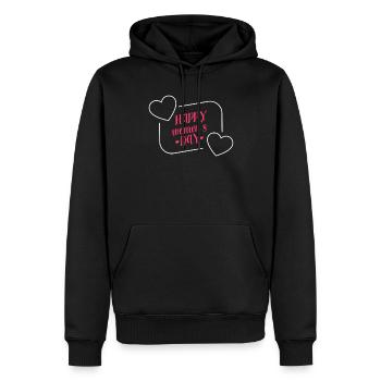 8 mars Bonne fête des mères JIF 2022 - Sweat à capuche Premium bio Homme - noir - Devant - Nico (187cm)