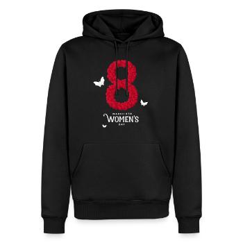 Roses 8 mars Journée de la femme JIF 2022 Soutien - Sweat à capuche Premium bio Homme - noir - Devant - Nico (187cm)