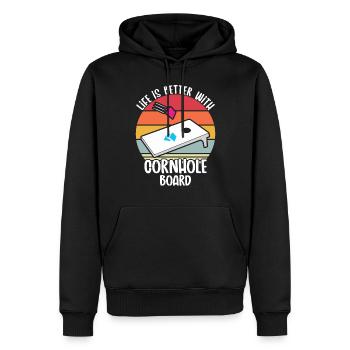 Cornhole - Männer Premium Bio Hoodie - Schwarz - Vorne - Nico (187cm)