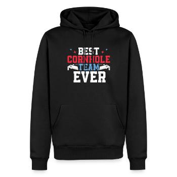 Cornhole - Männer Premium Bio Hoodie - Schwarz - Vorne - Nico (187cm)
