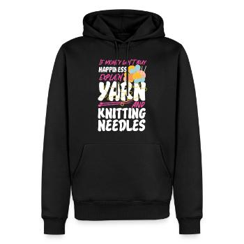 Tricoter si l’argent ne peut pas - Sweat à capuche Premium bio Homme - noir - Devant - Nico (187cm)