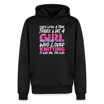 Tricoter une fille tricoteuse il était une fois - Sweat à capuche Premium bio Homme - noir - Devant - Nico (187cm)