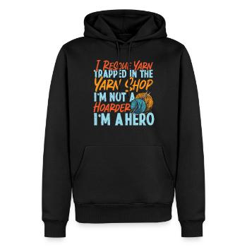 Knitting Knitter I Rescue Yarn - Männer Premium Bio Hoodie - Schwarz - Vorne - Nico (187cm)
