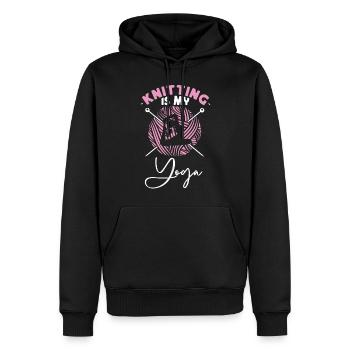 Tricoter Tricoter Tricoter est mon - Sweat à capuche Premium bio Homme - noir - Devant - Nico (187cm)