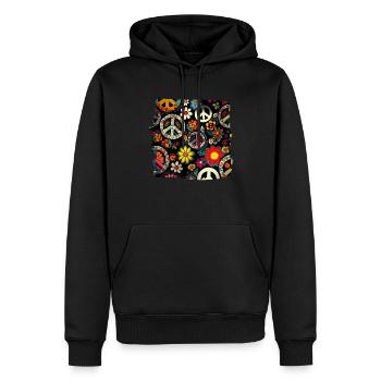Hippie Festival Liebe Vintage Friedenszeichen - Männer Premium Bio Hoodie - Schwarz - Vorne - Nico (187cm)