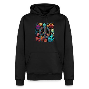 Hippie Festival Liebe Vintage Friedenszeichen - Männer Premium Bio Hoodie - Schwarz - Vorne - Nico (187cm)