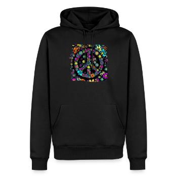 Hippie Festival Liebe Vintage Friedenszeichen - Männer Premium Bio Hoodie - Schwarz - Vorne - Nico (187cm)