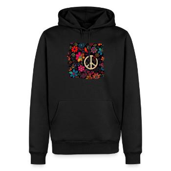 Hippie Festival Liebe Vintage Friedenszeichen - Männer Premium Bio Hoodie - Schwarz - Vorne - Nico (187cm)