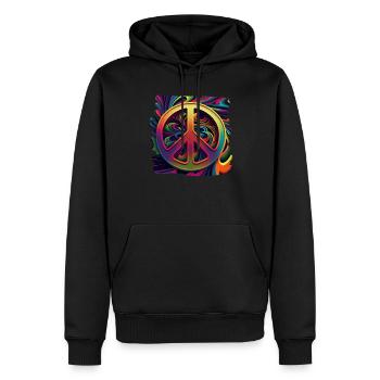 Hippie Festival Liebe Vintage Friedenszeichen - Männer Premium Bio Hoodie - Schwarz - Vorne - Nico (187cm)