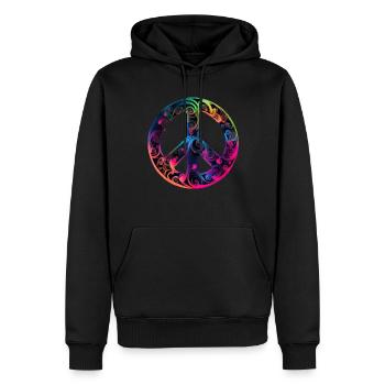 Hippie Festival Liebe Vintage Friedenszeichen - Männer Premium Bio Hoodie - Schwarz - Vorne - Nico (187cm)