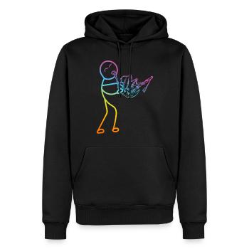 Funny Bagpipe Player - Funny Stick Figure Bagpiper - Männer Premium Bio Hoodie - Schwarz - Vorne - Nico (187cm)