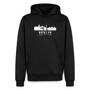 Berlin Allemagne - Sweat à capuche Premium bio Homme - noir - Devant - Nico (187cm)
