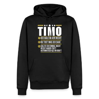 Timo - Männer Premium Bio Hoodie - Schwarz - Vorne - Nico (187cm)