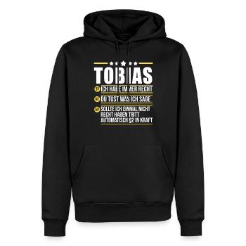 Tobias - Männer Premium Bio Hoodie - Schwarz - Vorne - Nico (187cm)