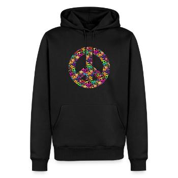 Hippie Festival Liebe Vintage Friedenszeichen - Männer Premium Bio Hoodie - Schwarz - Vorne - Nico (187cm)