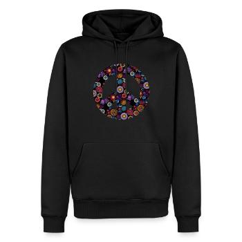 Hippie Festival Liebe Vintage Friedenszeichen - Männer Premium Bio Hoodie - Schwarz - Vorne - Nico (187cm)