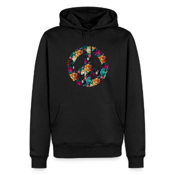 Hippie Festival Liebe Vintage Friedenszeichen - Männer Premium Bio Hoodie - Schwarz - Vorne - Nico (187cm)