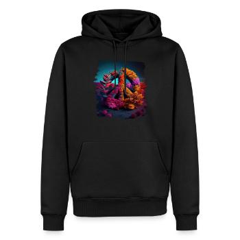 Hippie Festival Liebe Vintage Friedenszeichen - Männer Premium Bio Hoodie - Schwarz - Vorne - Nico (187cm)