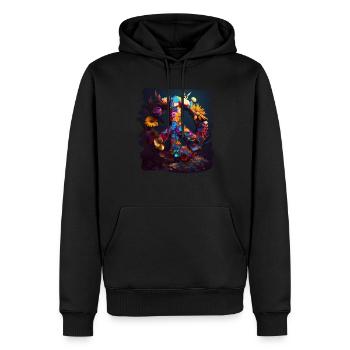 Hippie Festival Liebe Vintage Friedenszeichen - Männer Premium Bio Hoodie - Schwarz - Vorne - Nico (187cm)