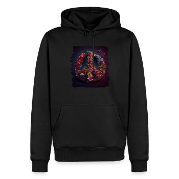 Hippie Festival Liebe Vintage Friedenszeichen - Männer Premium Bio Hoodie - Schwarz - Vorne - Nico (187cm)