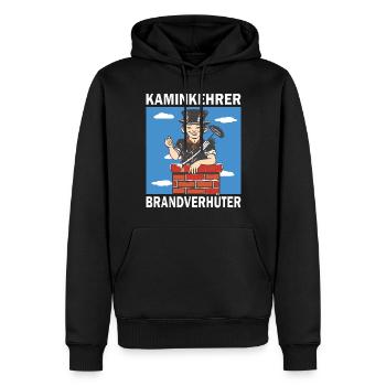 SCHLOTFEGER KAMINKEHRER BRANDVERHÜTER - Männer Premium Bio Hoodie - Schwarz - Vorne - Nico (187cm)