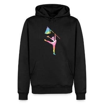 Farbschutz - Männer Premium Bio Hoodie - Schwarz - Vorne - Nico (187cm)