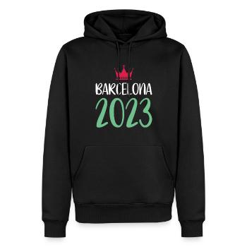 Barcelona 2023 - Männer Premium Bio Hoodie - Schwarz - Vorne - Nico (187cm)