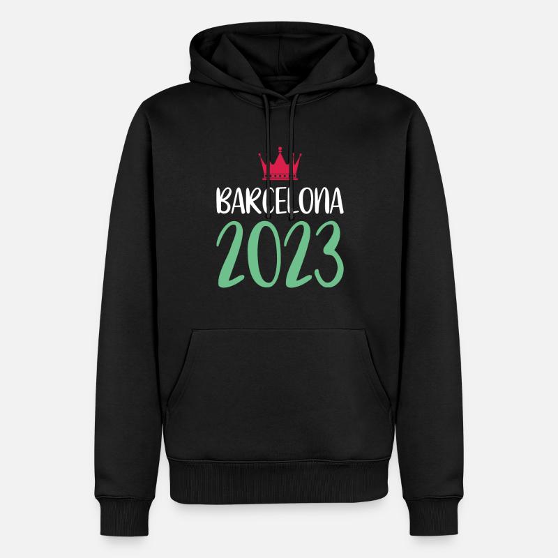 Barcelone 2023 - Sweat à capuche Premium bio Homme - noir