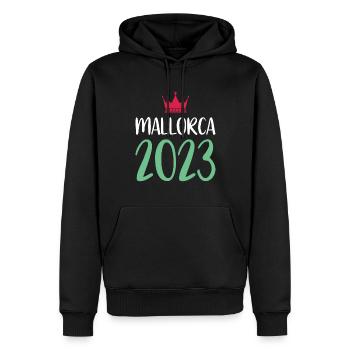 Majorque 2023 - Sweat à capuche Premium bio Homme - noir - Devant - Nico (187cm)