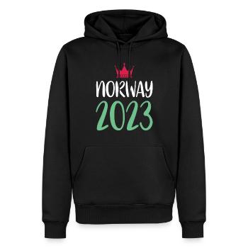Norway 2023 - Männer Premium Bio Hoodie - Schwarz - Vorne - Nico (187cm)