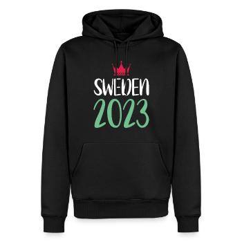Suède 2023 - Sweat à capuche Premium bio Homme - noir - Devant - Nico (187cm)