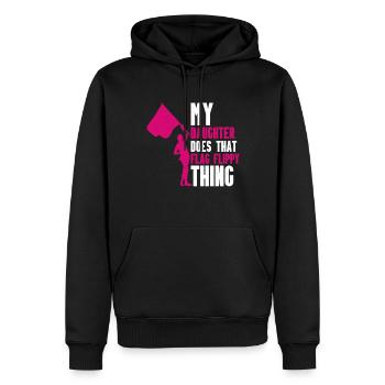 Farbschutz - Männer Premium Bio Hoodie - Schwarz - Vorne - Nico (187cm)