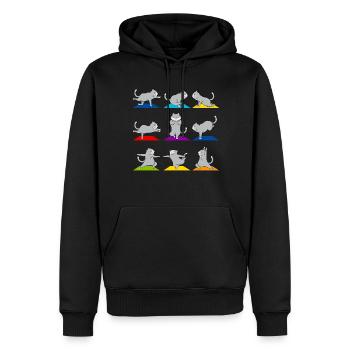 Lustiges Katzen Yoga Sport Outfit Haustier Posen - Männer Premium Bio Hoodie - Schwarz - Vorne - Nico (187cm)